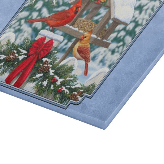 Kardinals Weihnachtsfest Blau Schneidebrett (Ecke)