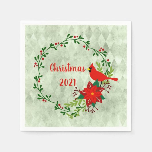 Kardinals Wreath Personalisiert Serviette (Vorderseite)