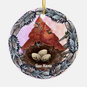 Kardinalsnest  keramik ornament