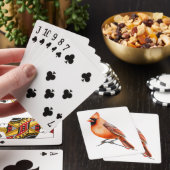 Kardinalvogel auf einem Ast sitzend Spielkarten (In Situ)