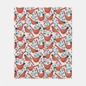 Kardinalvogel Blau Veilchen Blumen Blockdruck Fleecedecke (Vorderseite)