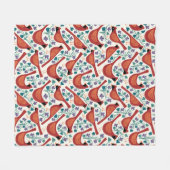 Kardinalvogel Blau Veilchen Blumen Blockdruck Fleecedecke (Vorderseite (Horizontal))