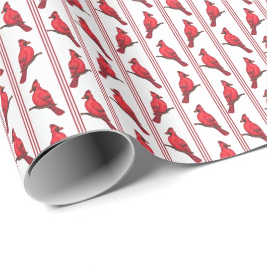 Kardinalvogel-Streifen Geschenkpapier (Rolleneckpunkt)