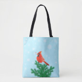 Kardinalvogel und wilde Beeren auf hellblau Tasche (Vorderseite)