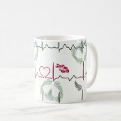 Kardiogramm mit Herz. Kaffeetasse (VorderseiteRechts)