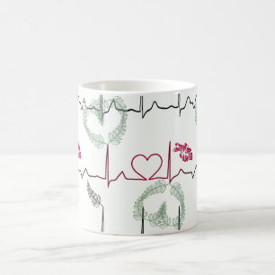 Kardiogramm mit Herz. Kaffeetasse
