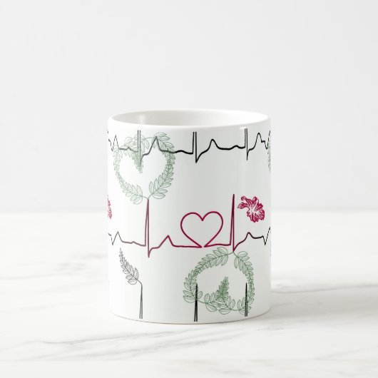 Kardiogramm mit Herz. Kaffeetasse (Mittel)