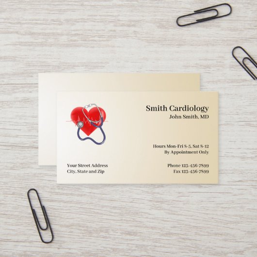 Kardiologe Cardiology Stethoscope Business Card Visitenkarte (Vorderseite/Rückseite Beispiel)