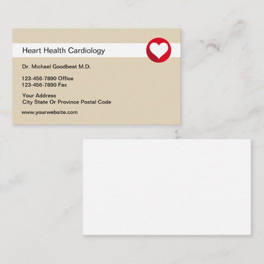 Kardiologe für Medizin und Gesundheit Visitenkarte (Vorne/Hinten)