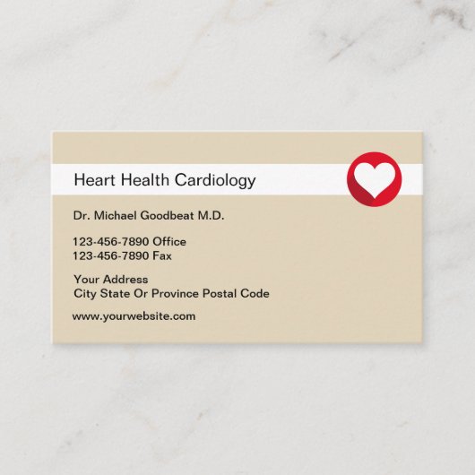 Kardiologe für Medizin und Gesundheit Visitenkarte (Vorderseite)