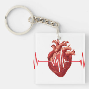Kardiologe Herzarzt Kardiologie Echo Design Schlüsselanhänger
