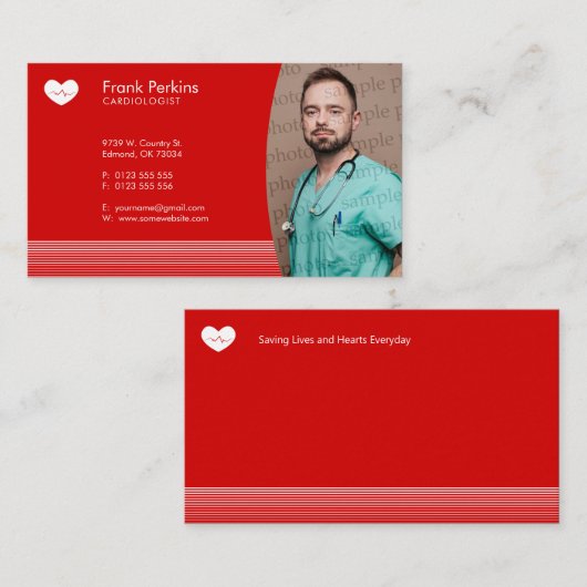 Kardiologe | Herzspezialist | Herzarzt Visitenkarte (Vorne/Hinten)