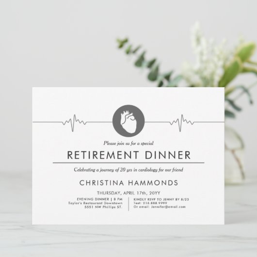 Kardiologe-Rentneressen | Minimaler Stil Einladung (Stehend Vorderseite)