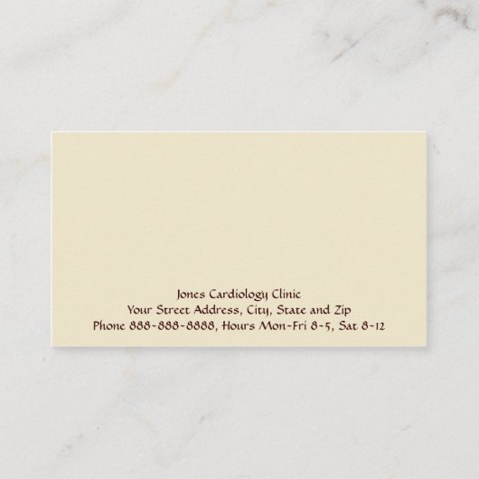Kardiologe Visitenkarte (Rückseite)