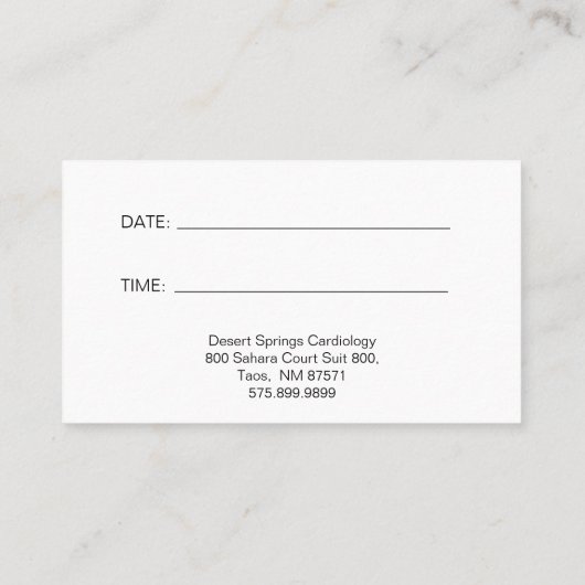 Kardiologie des anatomischen Herzens oder Kardiolo Terminkarte (Rückseite)