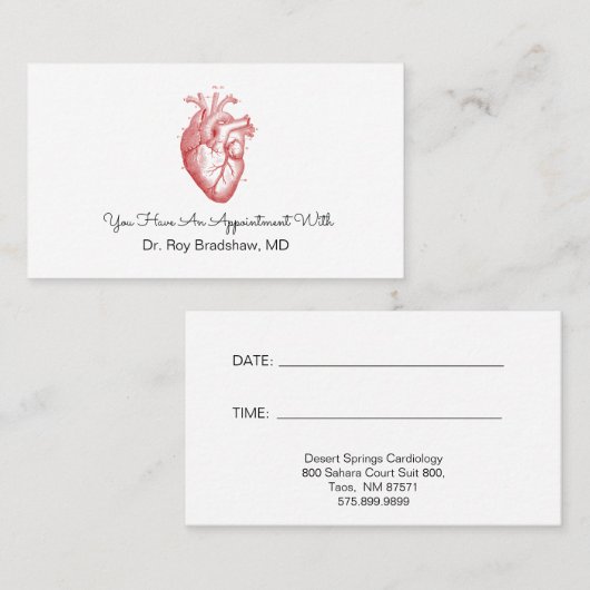 Kardiologie des anatomischen Herzens oder Kardiolo Terminkarte (Vorne/Hinten)