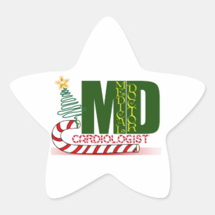 KARDIOLOGISTISCHER HERZARZT CHRISTMAS MERRY Stern-Aufkleber