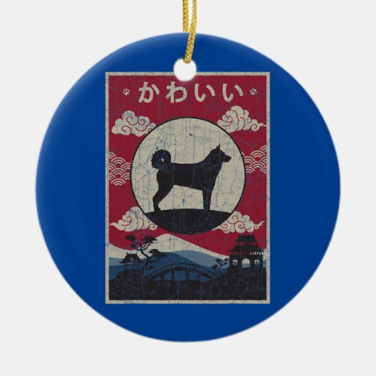 Karelian Bar Japanischer Design Kawaii Dog Mama Va Keramik Ornament (Vorne)