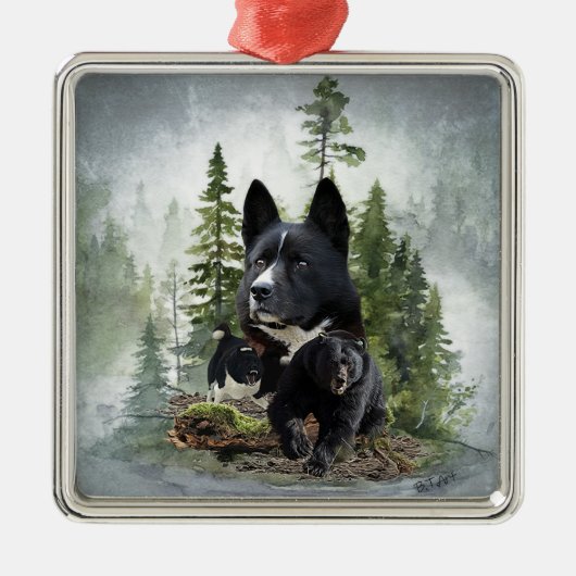 Karelian Bear Dog Ornament Aus Metall (Vorne)