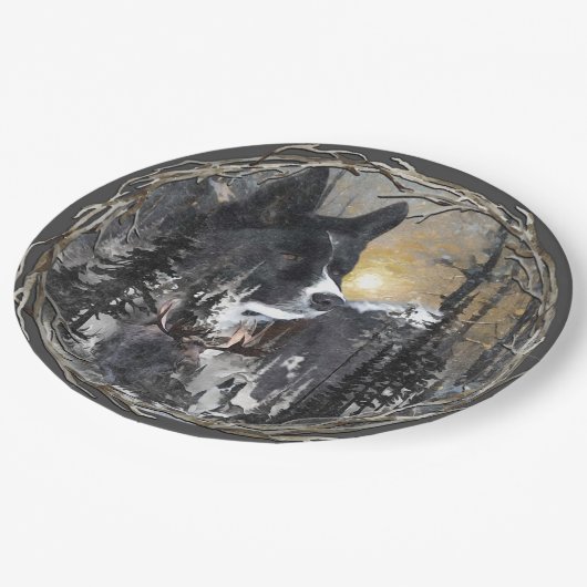 Karelian Bear Dog Pappteller (Schrägansicht)