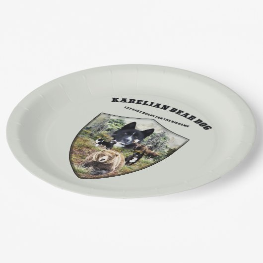 Karelian Bear Dog Pappteller (Schrägansicht)
