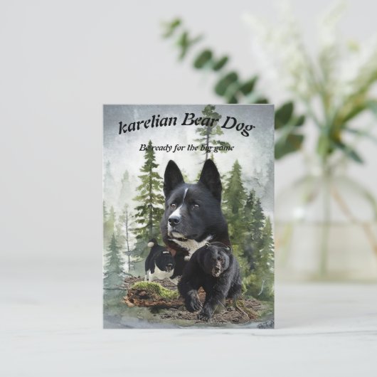Karelian Bear Dog Postkarte (Stehend Vorderseite)
