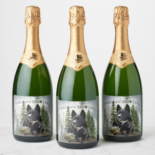 Karelian Bear Dog Schaumweinetikett (Flaschen)