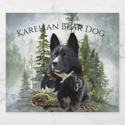 Karelian Bear Dog Schaumweinetikett (Einzelnes Label)