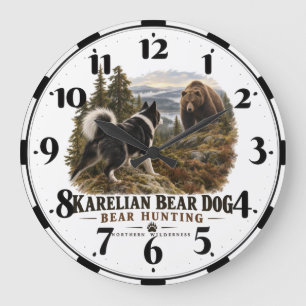 Karelischer Bärenhund Große Wanduhr