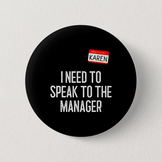 Karen Halloween Kostümvortrag vor dem Manager Fun Button (Vorderseite)