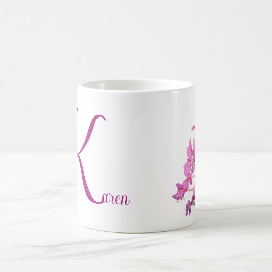 Karen-Name Monogramm hübsch rosa Flex Kaffeetasse (Mittel)