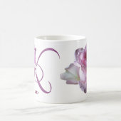 Karen-Name Monogramm Rosa Rosa Blütenblüte Kaffeetasse (Mittel)