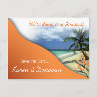 Karens Custom Jamaica Save the Date (Papaya) Ankündigungspostkarte