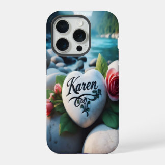Karens Herzstein am Fluss iPhone 15 Pro Hülle