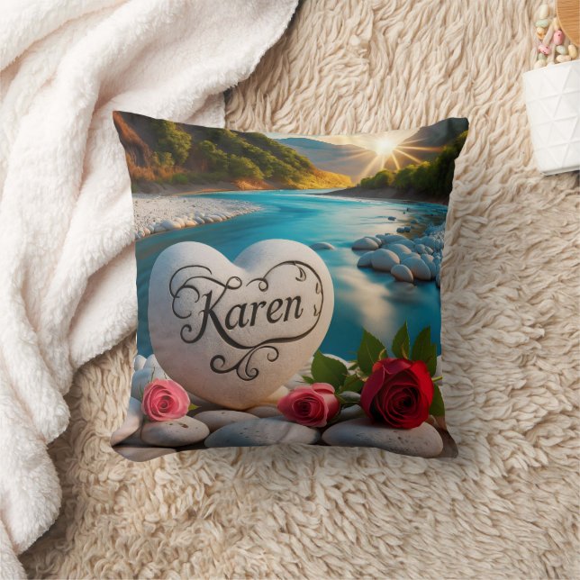 Karen's River Sunset Heart Kissen (Decke)