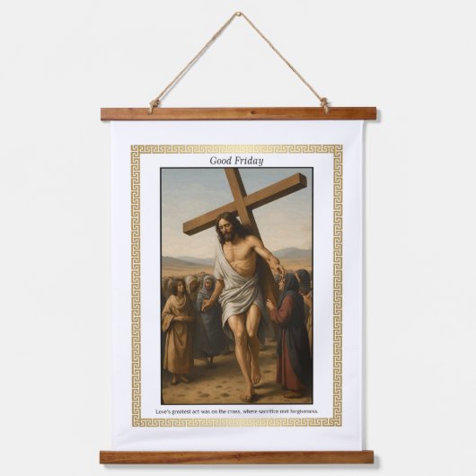 Karfreitag-Schriftteppiche Wandteppich Mit Holzrahmen (Vorderseite)