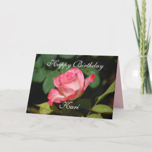 Kari Happy Birthday Pink und White Rose Karte
