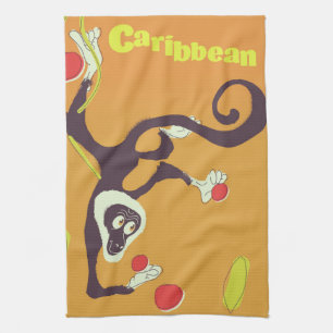 Karibik-Affe Vintage Reiseposter Geschirrtuch