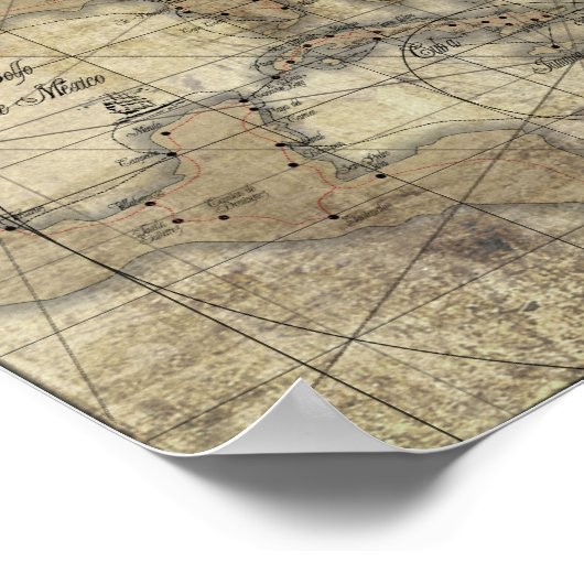 Karibik - alte Karte Poster (Ecke)