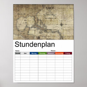 Karibik - alte Kartenfahrplan Poster
