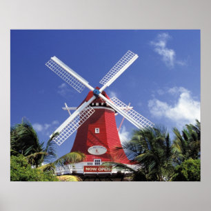 Karibik, Aruba. Alte Mühle, umgebaut in 'Mühle Poster