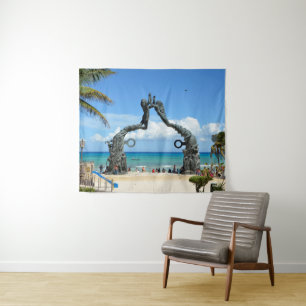 Karibik Beach Szene in Playa del Carmen Mexiko Wandteppich