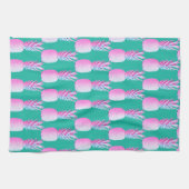 Karibik Blau Farbige Rosa Ananas Geschirrtuch (Horizontal)