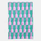 Karibik Blau Farbige Rosa Ananas Geschirrtuch (Vertikal)