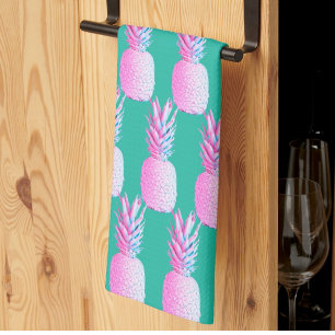 Karibik Blau Farbige Rosa Ananas  Geschirrtuch