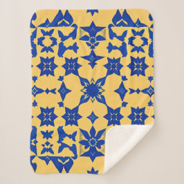 Karibik-Blau-Gold-Fliesenmotiv Muster Azulejo  Sherpadecke