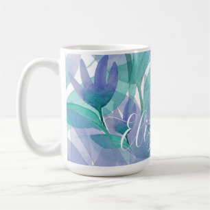 Karibik Blau Grün Aquarell Monogrammiert Kaffeetasse
