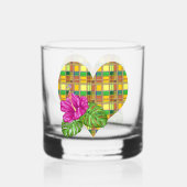 Karibik Buntes Gewebe Madras Karo Whiskyglas (Rückseite)