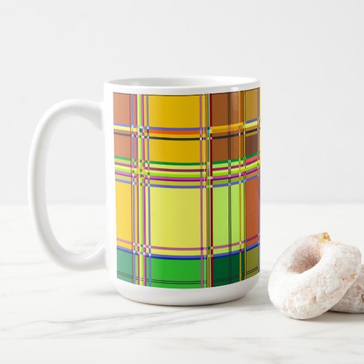 Karibik Buntes Tuch Madras Kariert Kaffeetasse (Mit Donut)