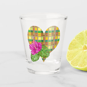 Karibik Buntes Tuch Madras Kariert Schnapsglas
